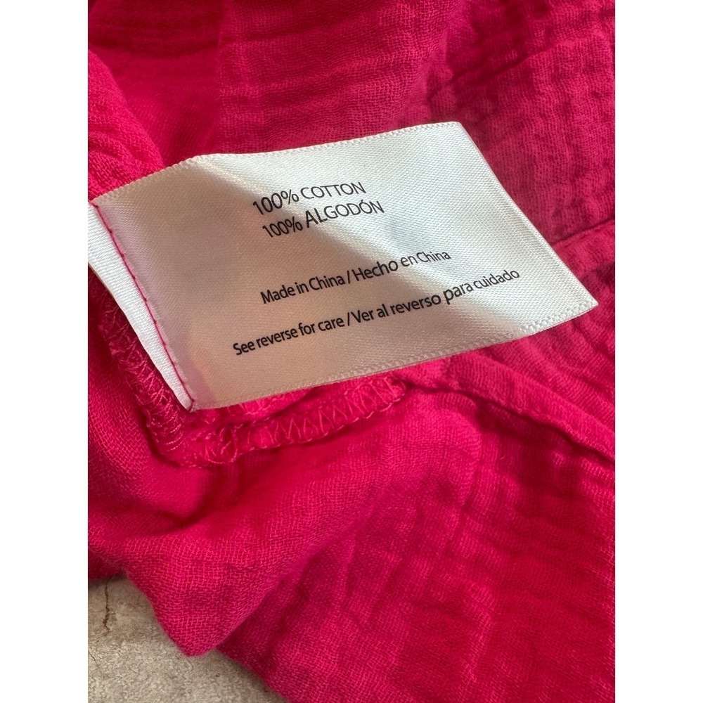 Three Dots‎ Top T-shirt Large Cotton Gauze Pink V Neck Lightweight NWT Blouse - Picture 9 of 9